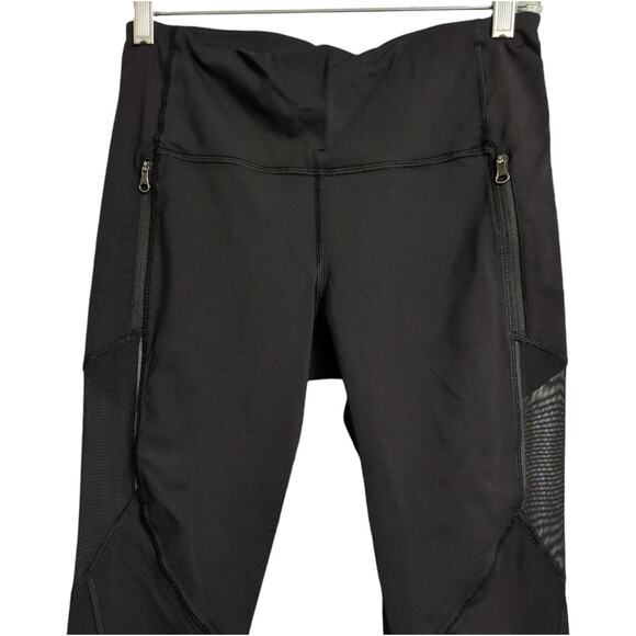 Lululemon Black Athletic Pant Mesh Panels Zipper Pockets Drawstring Waist Size 8 - Picture 2 of 9